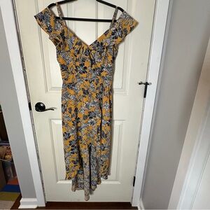 Floral Yellow and Blue Women's Dress